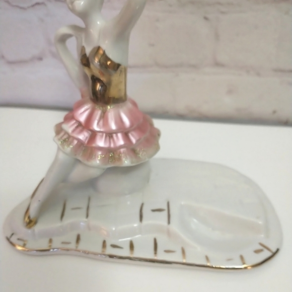 VINTAGE Capodimonte Dipinto a Mano Gold & Pink Porcelain Ballerina Figurine - Picture 4 of 8